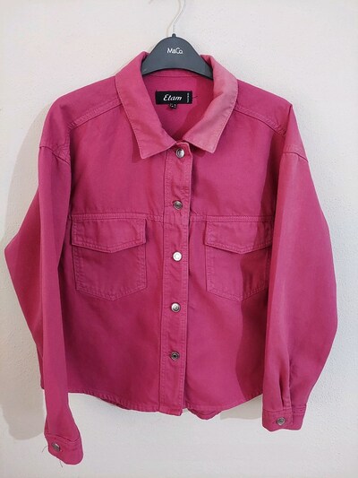 ETAM bayan pembe oversize Jean gömlek