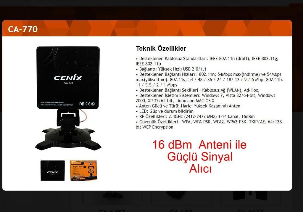 Cenix CA-770 Usb Wifi 16 Desibel Antenli - 6