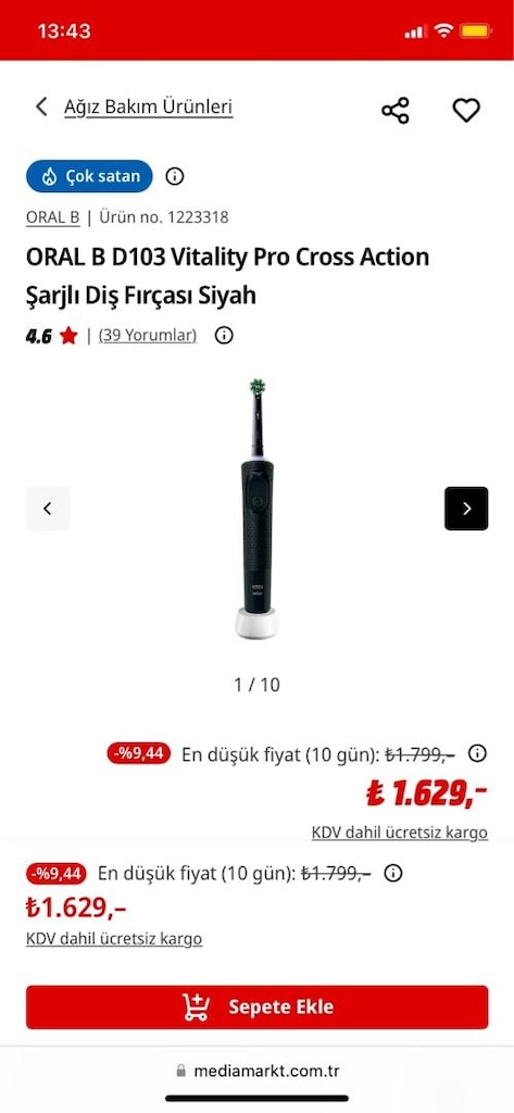 KAPALI KUTU~ Oral-B D103 Vitality Pro Cross Action şarjlı diş fırçası - 4