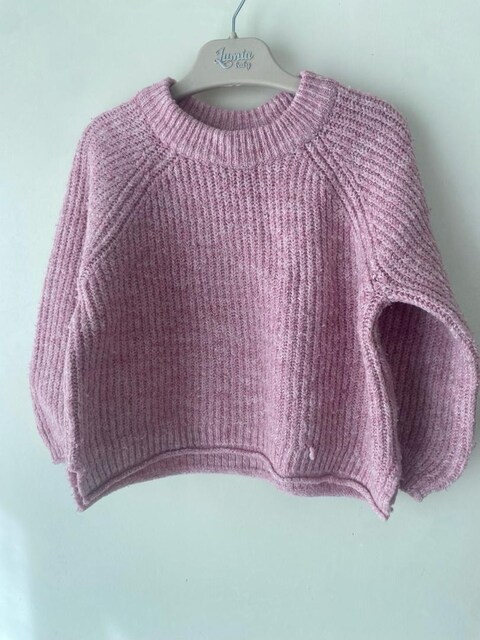 Zara Çocuk Pastel Pembe Rahat Triko Kazak