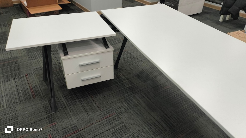 DEKOR BÜRO MOBİLYALARI 180X160 BÜROTIME BEYAZ MASA İKİNCİ EL - 5