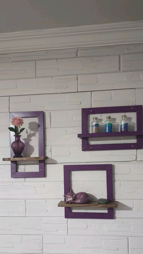 3 lü set halinde el yapımı ahşap boyalı boyasız yakma dekoratif raflar - 2