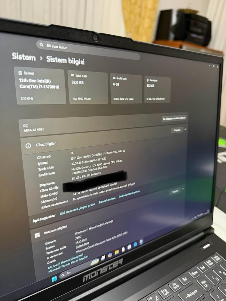 Monster Abra A7 Garantili Gaming Laptop - 7