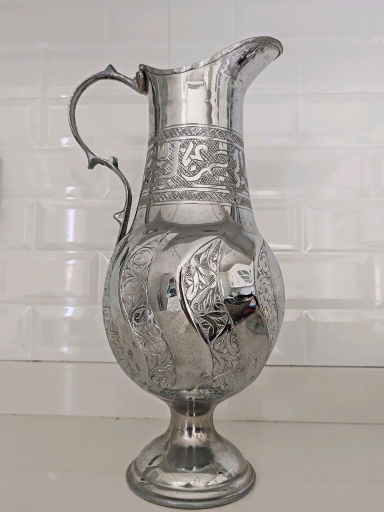 Gümüş Renkli Has Bakır İşlemeli Sürahi - 4