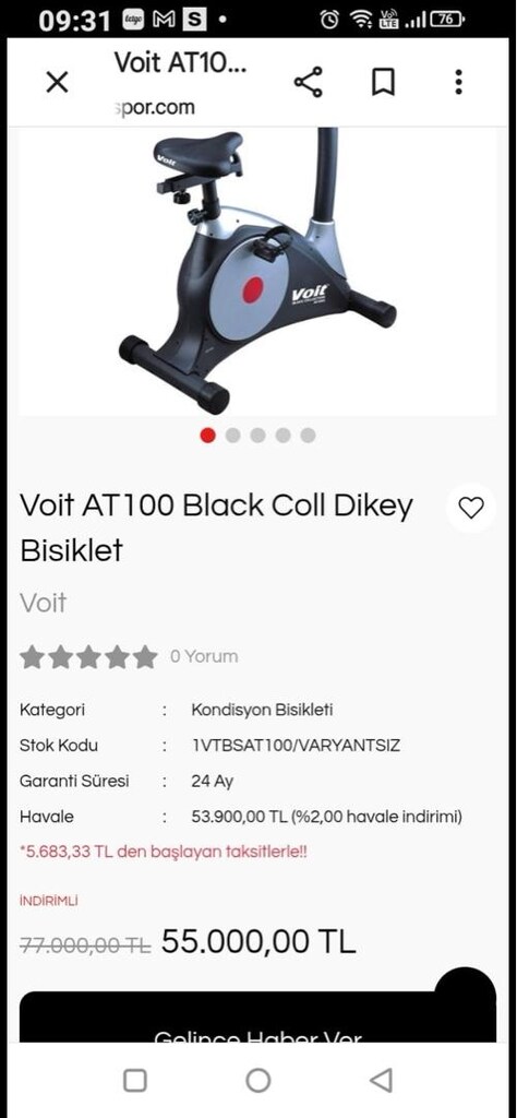 Voit Kondisyon Bisikleti Adrese Teslim Olur - 3