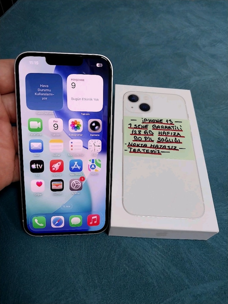 İPHONE 13 HATASİZ 1 SENE GARANTİLİ KUTULU FATURALI PİL 90 TERTEMİZ - 2