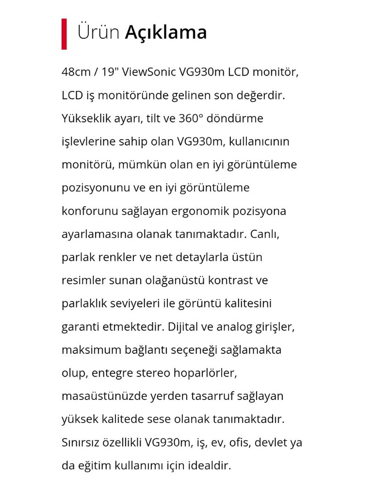 Viewsonic Vg930M-3 48cm/19 İnç Monitör - 6