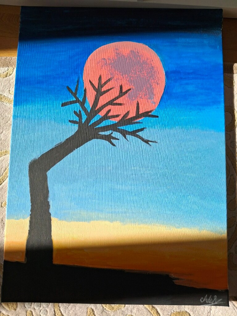Dolunayın Tanıklığı Tuval üzerine akrilik boya 50 x 70 cm - 4