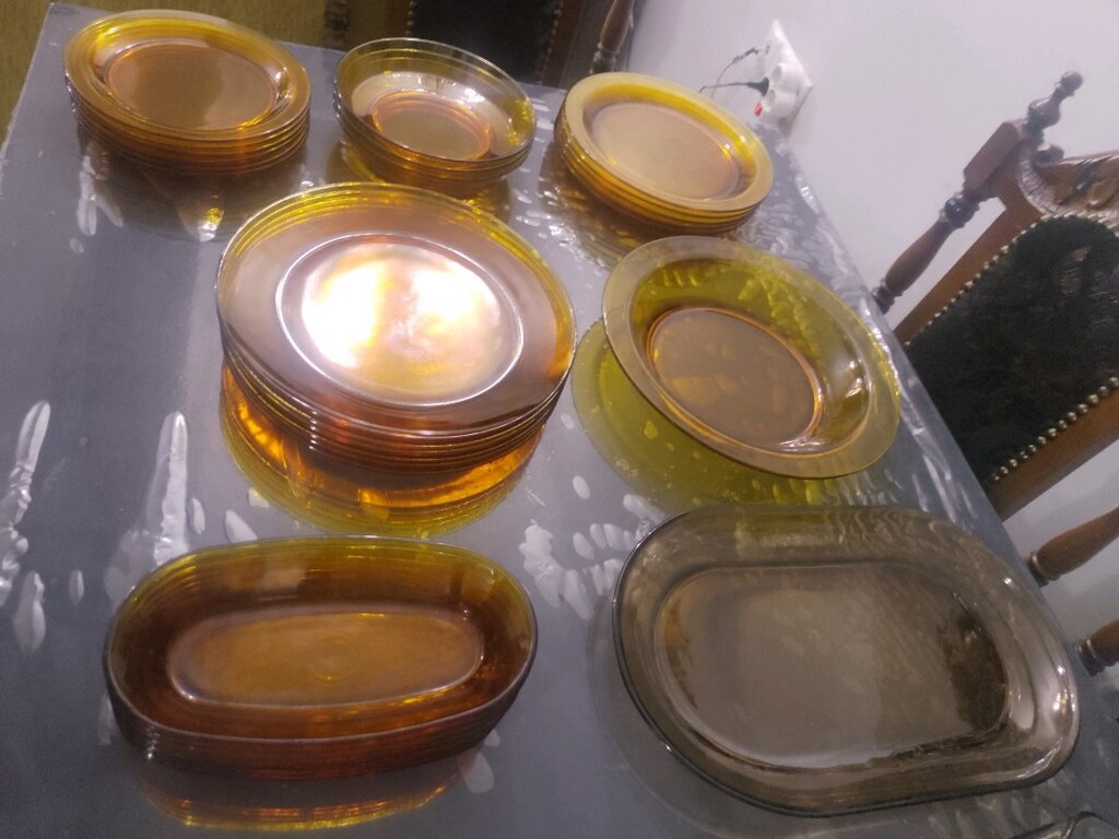 Yemek Takımı Antika Renkli Cam 60 Parça - 6