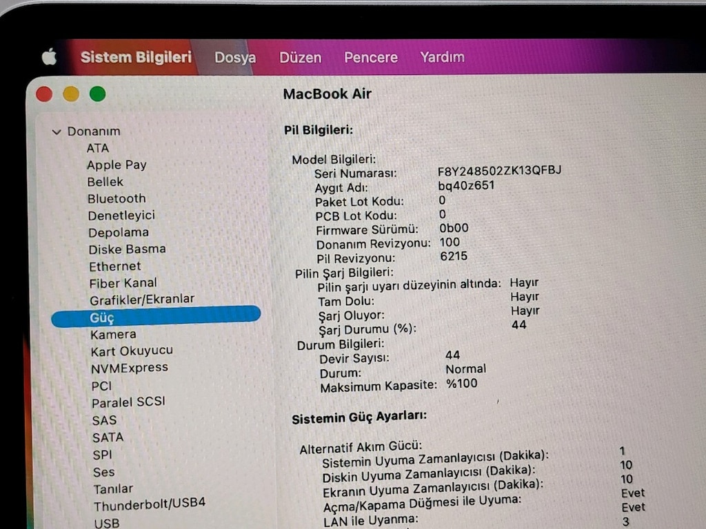 MacBook Air 2022 M2 ÇİP 8GB RAM 256GB PİL DEVRİ SADECE 44 - 4