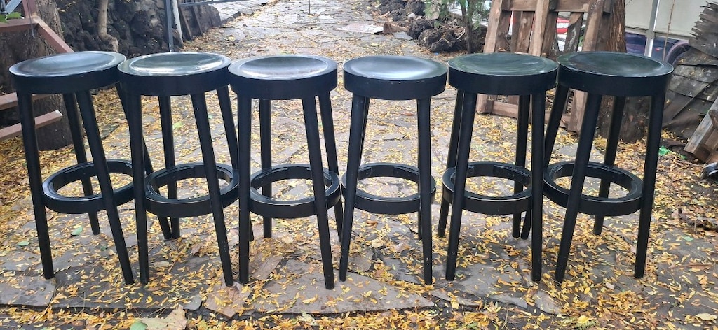 Siyah Bar Taburesi ahşap ağaç bar sandalyesi sağlam bar taburesi - 4