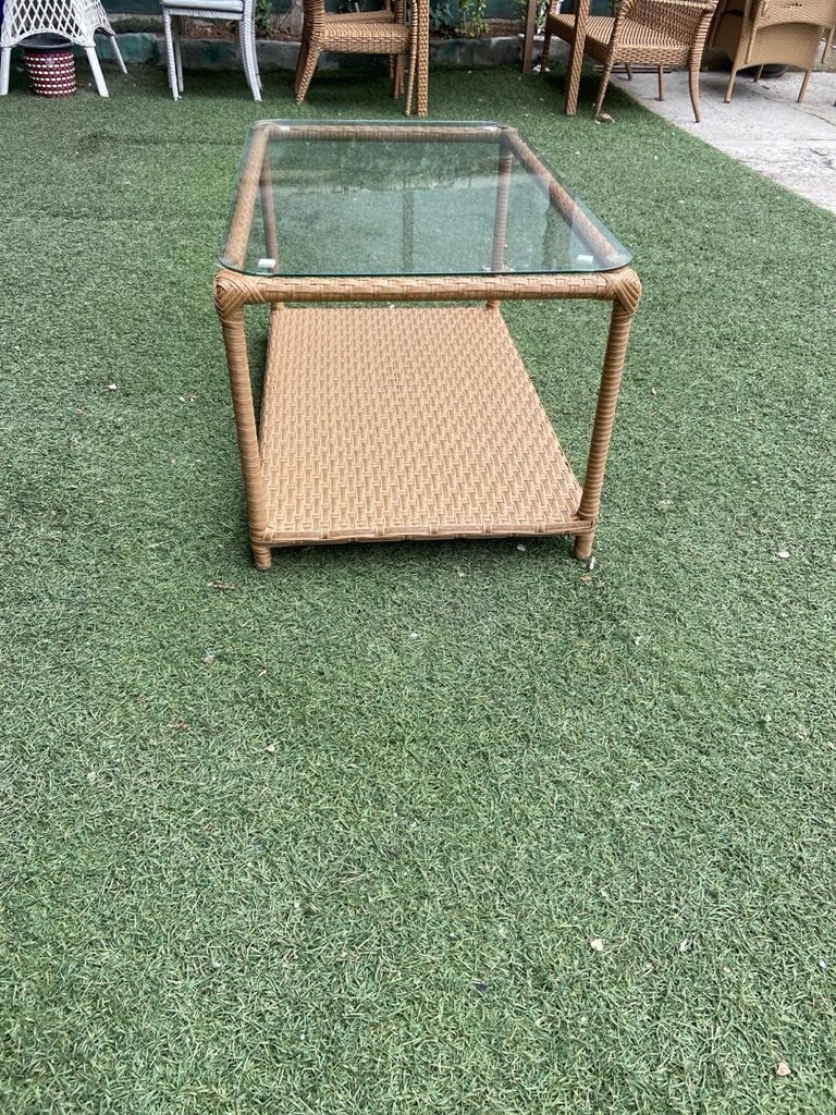 Rattan sehpa, aliminyum iskelet camlı sıfır ürn - 4