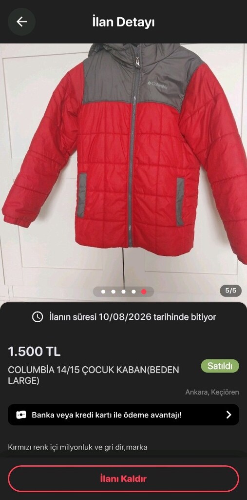 COLOMBİA ÇOCUK KABAN