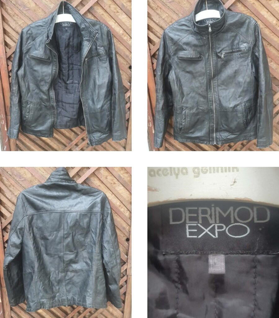 Derimod Expo marka erkek siyah deri ceket L beden