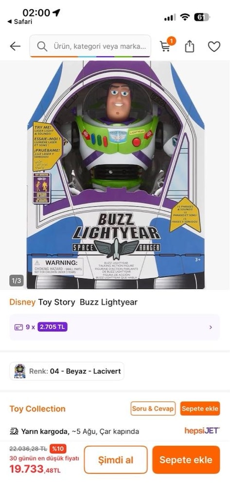 Disney Store Toy Story Buzz Lightyear Konuşan Figür (Orijinal) - 6