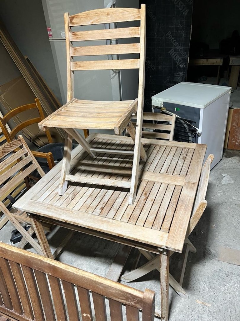 90x90 KARE AHŞAP BAHÇE MASASI VE SANDALYE TAKIMI - 3