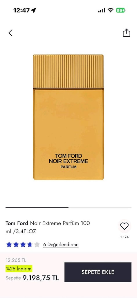 2 adet orijinal Tom Ford erkek parfüm acil satılık