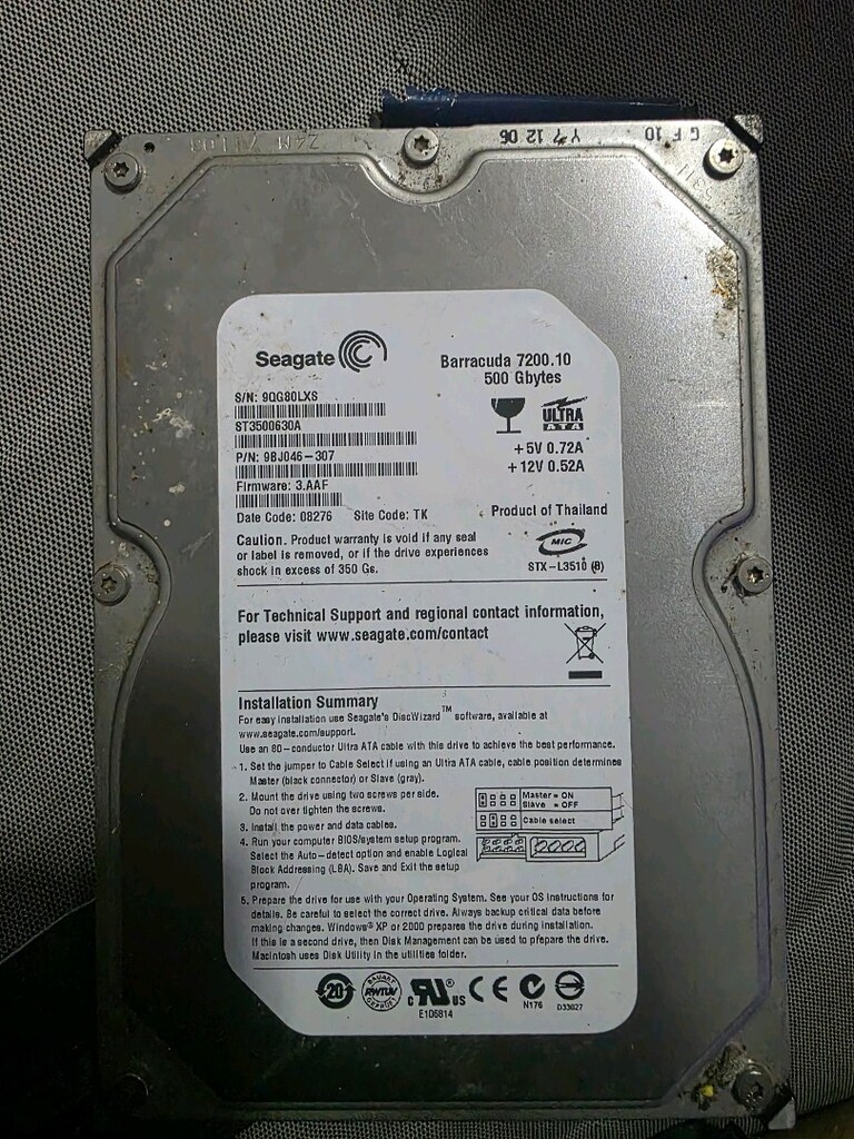500 gb harddisk ultra ata/ ide (pata) 2. el - 5