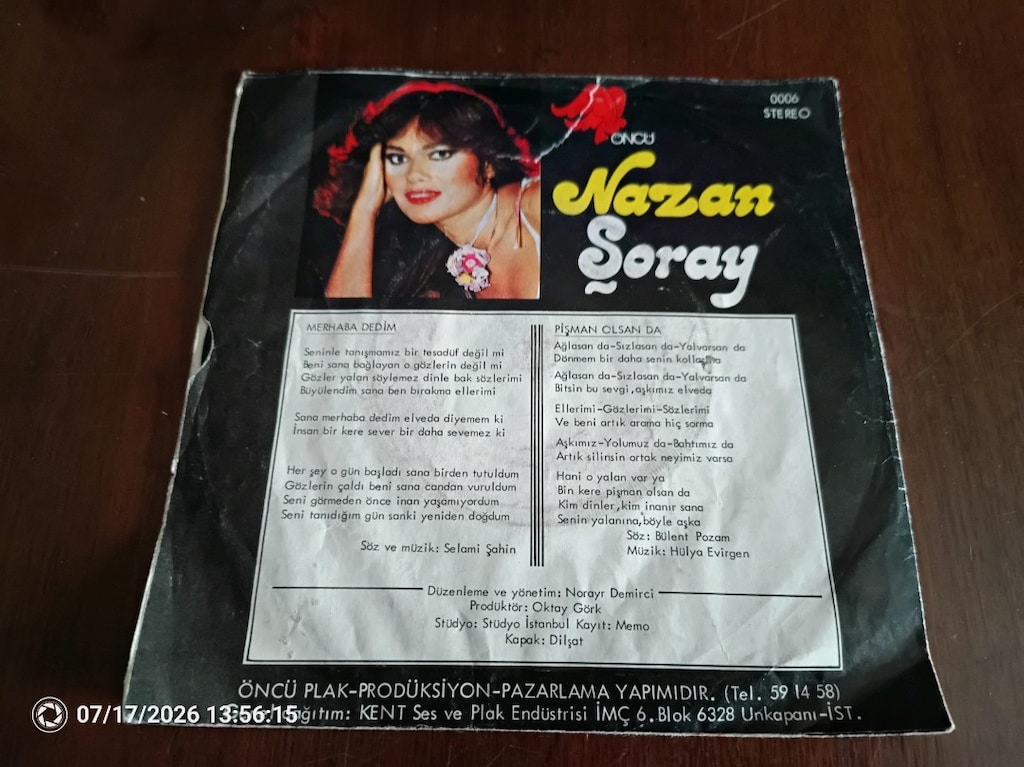 Nazan Şoray 45 lik plak - 2