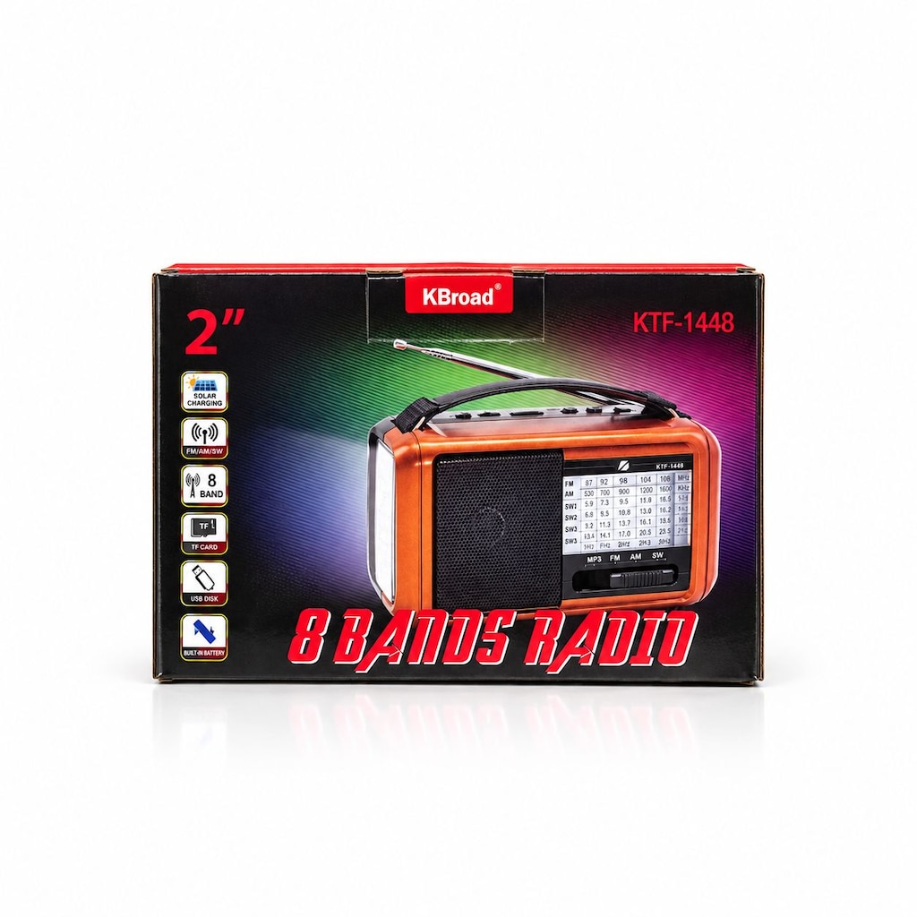 KTF-1448 Şarjlı Bluetooth Dünya Radyosu 8 Bant 10 LED Fenerli Radyo - 10