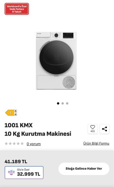 10 Kg Çamaşır Kurutma Makinesi
