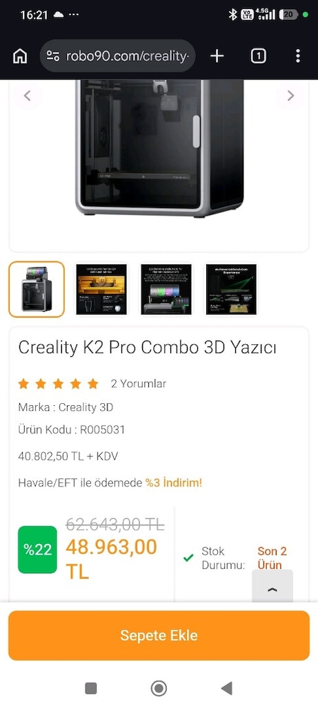 Crealty K2 Pro Combo 3D yazıcı Garantisi devam ediyor 550 saatte - 6