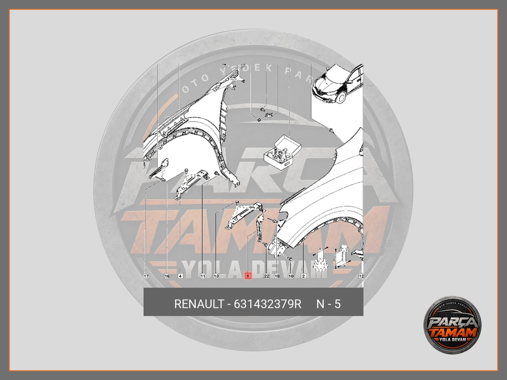 KADJAR SOL ÖN ÇAMURLUK BAĞLANTI BRAKETİ SIFIR ORJİNAL 631432379R - 5