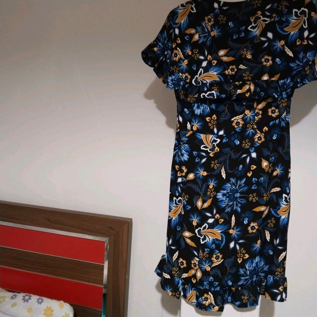 mavi bohem elbise