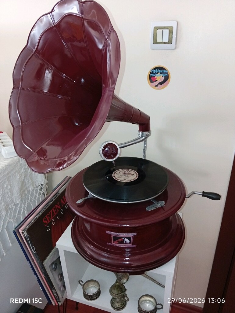 GRAMOFON ORİJİNAL ANTİKA ÇALIŞIR DURUMDA SORUNSUZ - 2