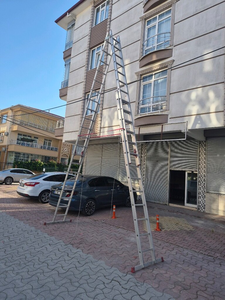 aliminyum sürgülü 4 kademeli ipli merdiven ikinci el sıfır ayarında - 3