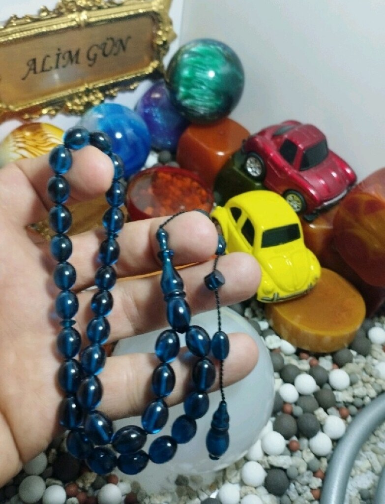 TESBİH AYHAN TURAN USTA İMZALI HARELİ HATASIZ SIKMA KEHRİBAR TESBİHLER - 3