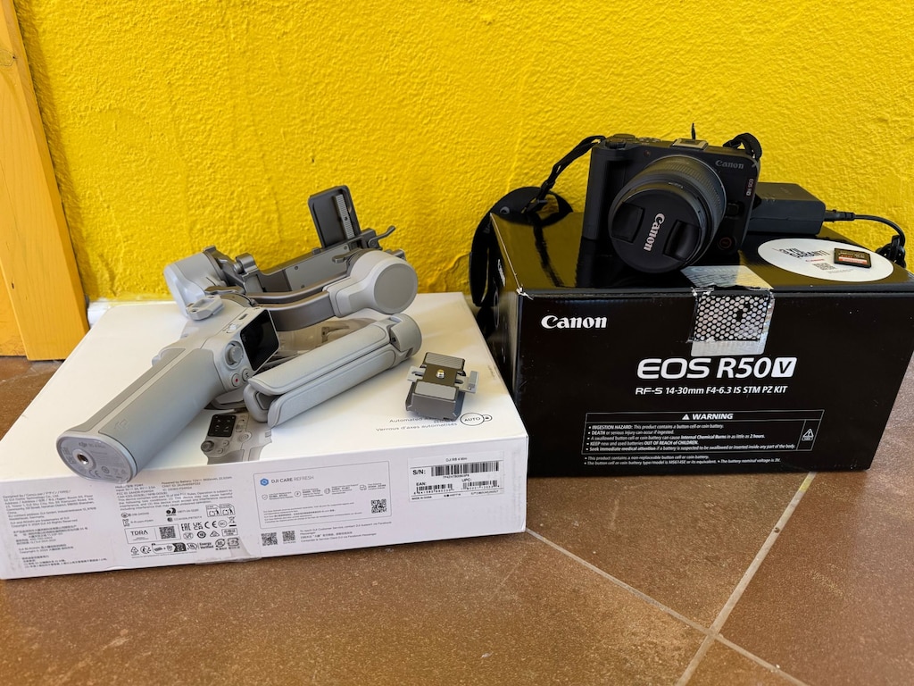 Canon r50 v + DJI Ronin rs 4 mini + Sandisk extreme pro 128 gb hafıza