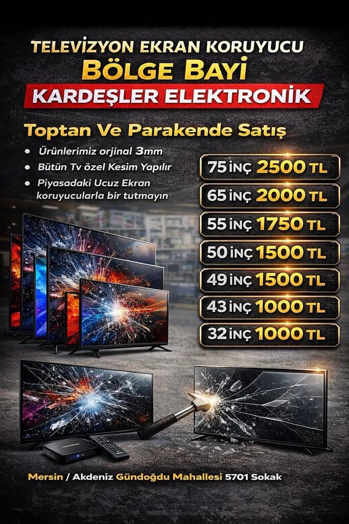 Mersin tv ekran koruyucusu bölge bayisi toptan ve parekende şatış