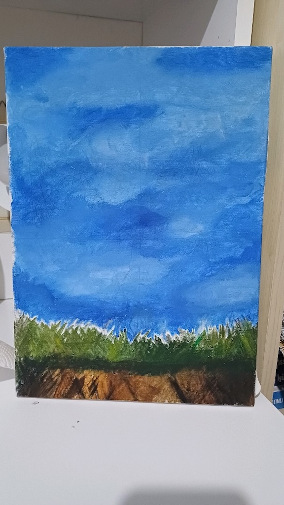 Yarim kalmis tual resim akrilik