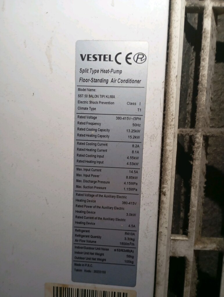 Vestel SST 50 50.000 BTU Salon Tipi Klima – Trifaze – 13,25 kW - 2