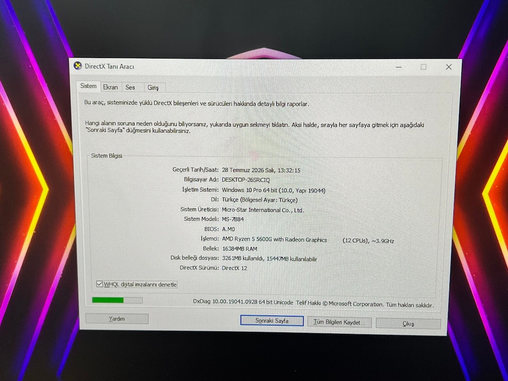MASAÜSTÜ BİLGİSAYAR RYZEN 5 5600G RX5700XT 16 GB 512 GB MONİTÖR - 6