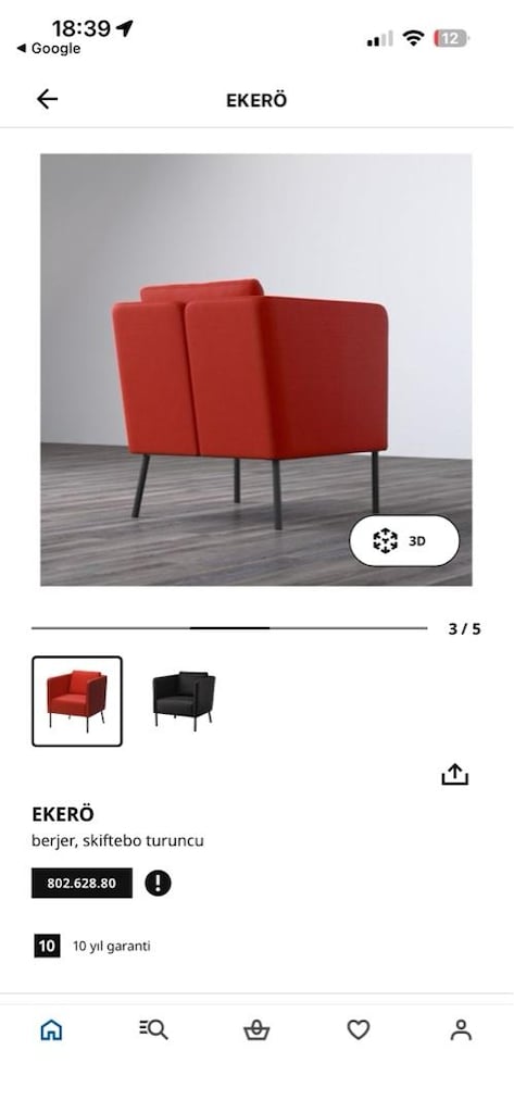 IKEA EKERÖ BERJER TEKLİ KOLTUK (Skiftebo Turuncu) - 3
