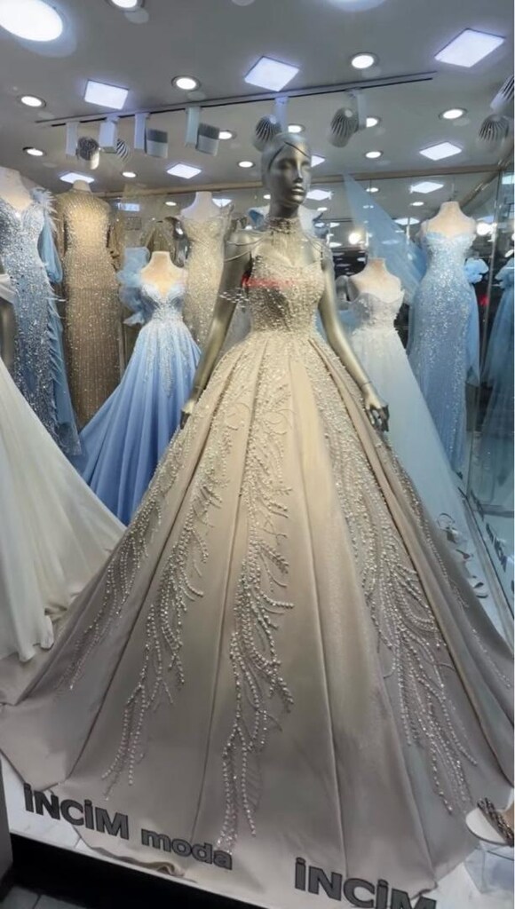 Özel Dikim Prenses Model Taş-Altın Rengi Nişanlık - 6