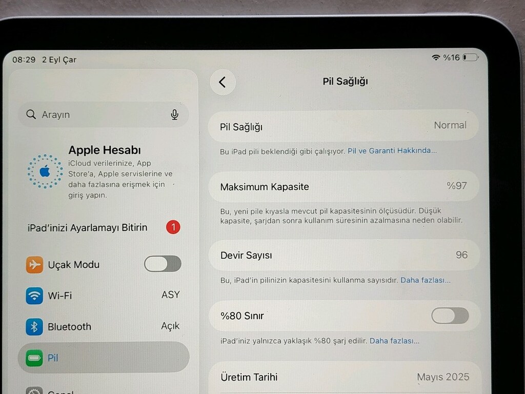 GARANTİLİ İPAD A16 GÜMÜŞ PİL DEVRİ 96 TERTEMİZ TABLET - 6