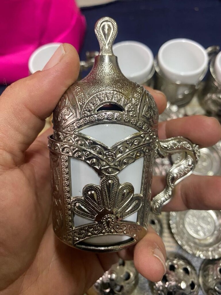 Gümüş Kaplama 6'lı Fincan ve 7'li Lokumluk - 5