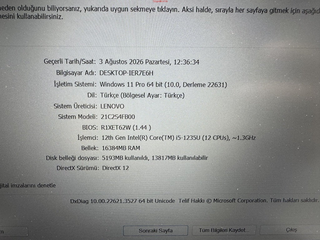 LENOVO THİNKPAD İ5 12. NESİL 16 GB RAM 256 NVME - 7