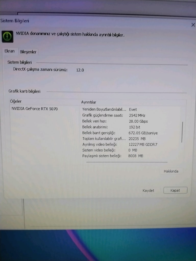 RTX 5070 li Oyuncu Kasası -sıfır ürün- - 5