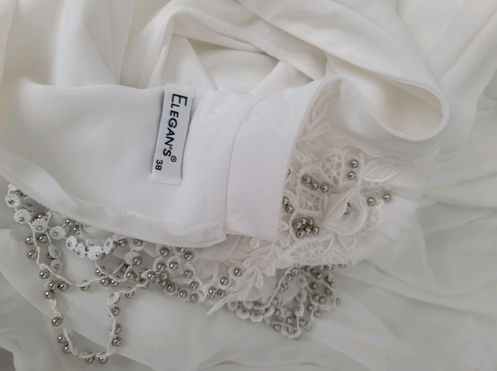 Gelinlik nikah elbisesi şifon tesettür - 3
