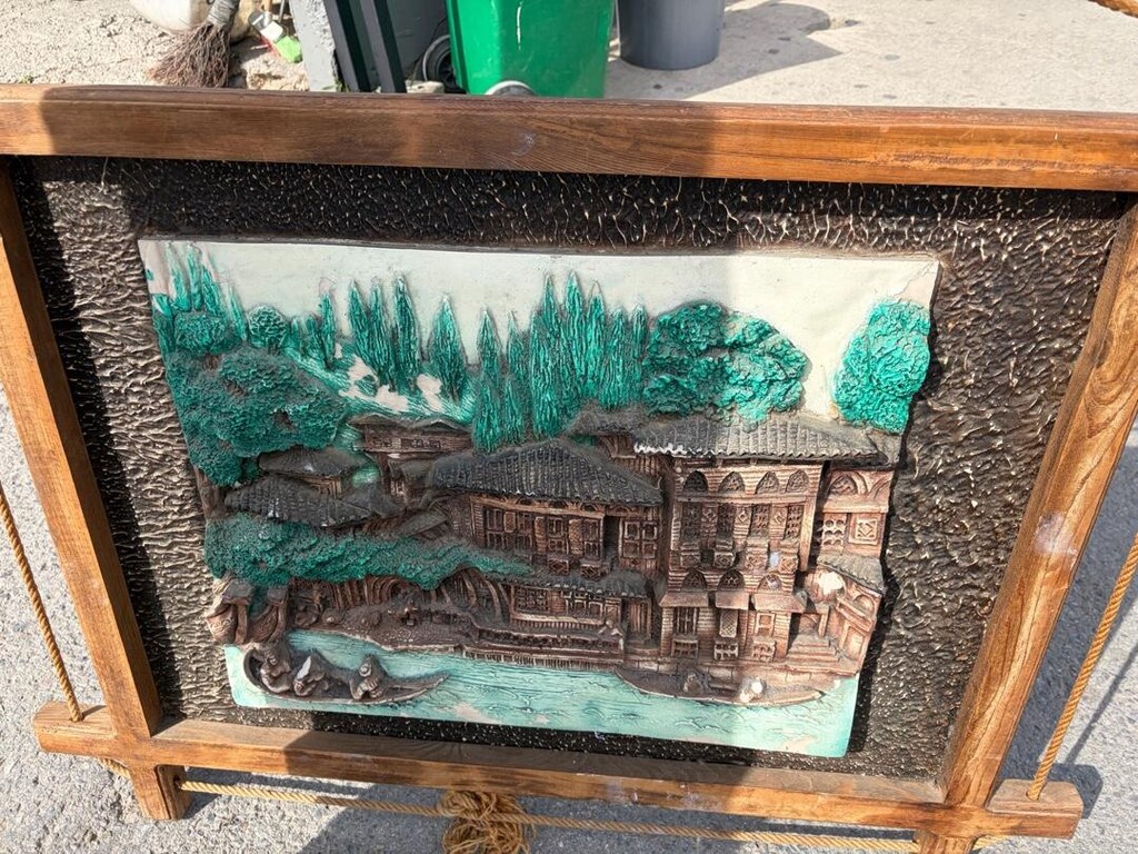 3 boyutlu manzara taş oyma antika tablo - 5