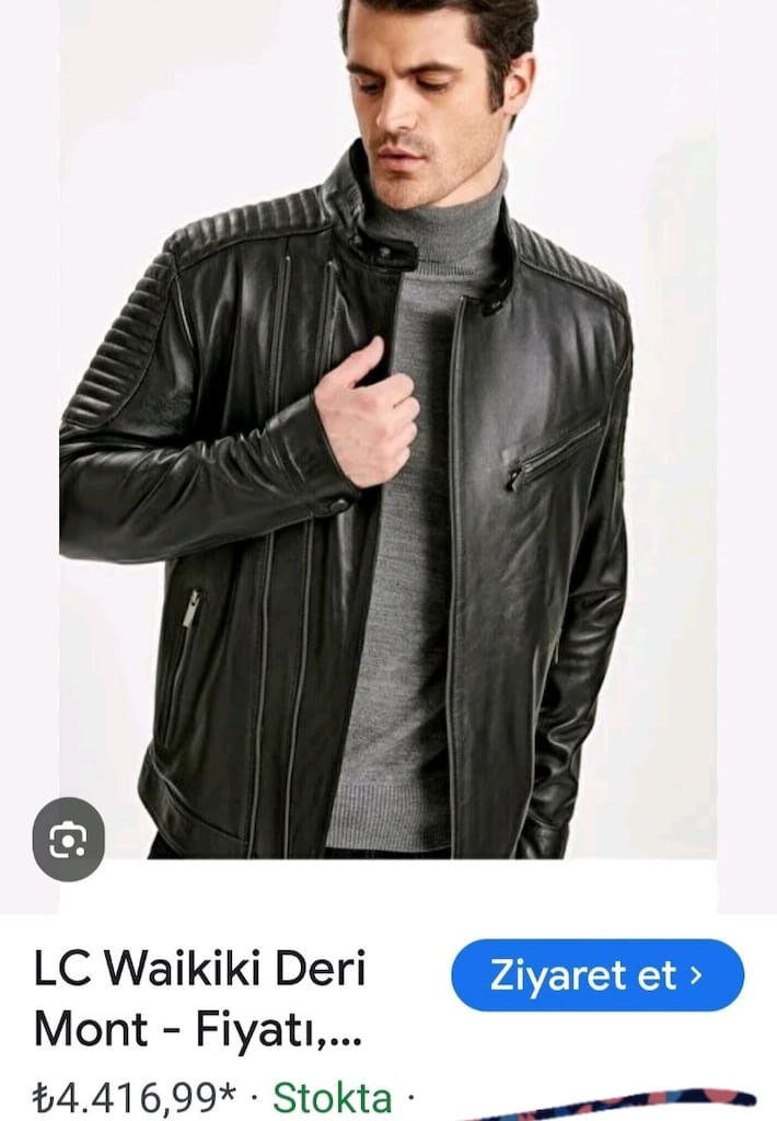 Erkek Siyah Deri Mont Ceket XL - 2