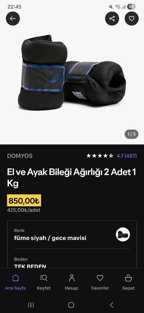 El ve Ayak Bileği Ağırlığı 1'er kg (2 Adet) - 2