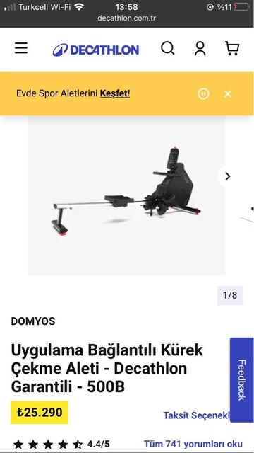 Uygulama Bağlantılı Kürek Çekme Aleti Decathlon Domyos 500B