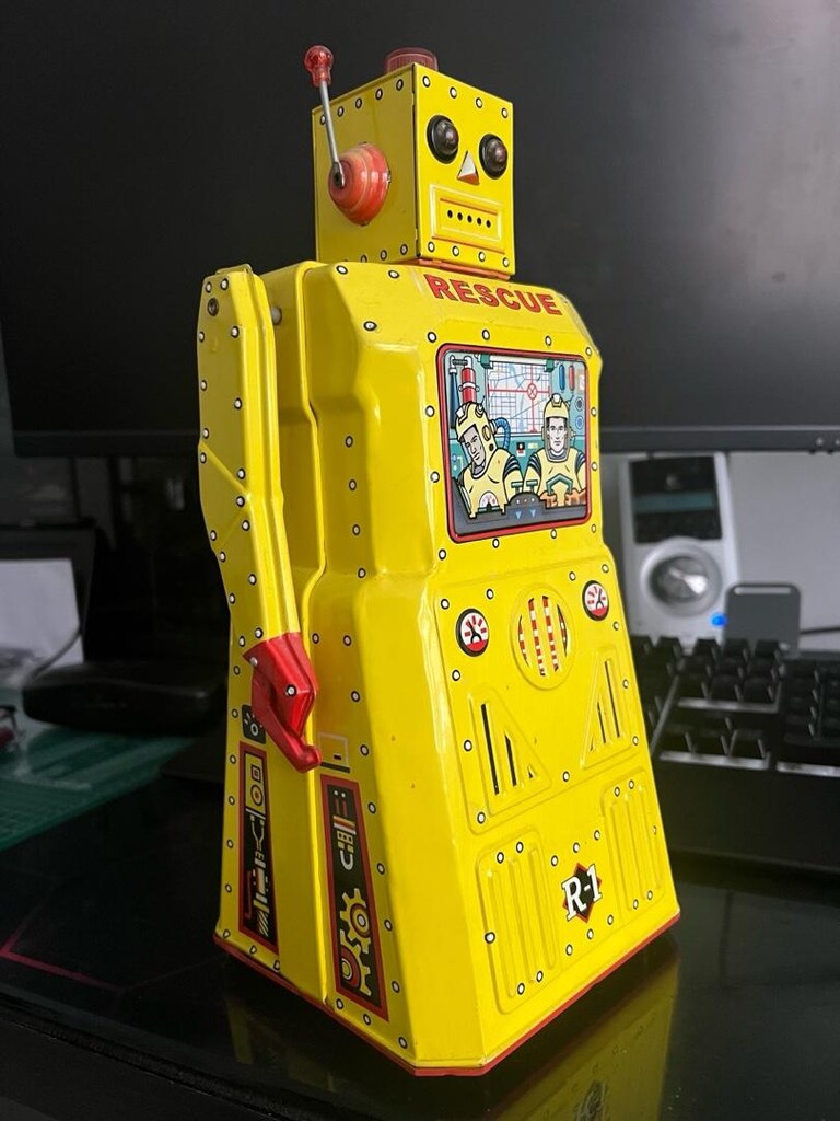 antika teneke oyuncak robot - 9