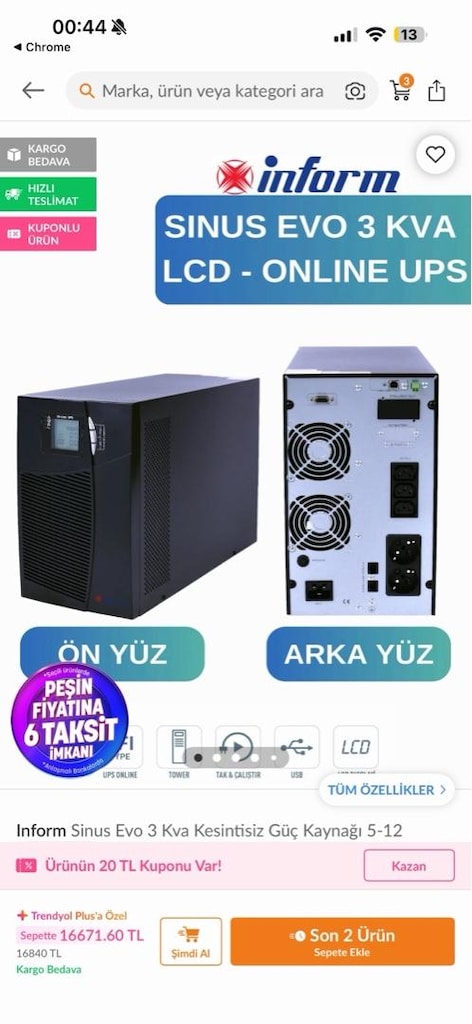 sinius evo 3 kva kesintisiz güç kaynağı - 3