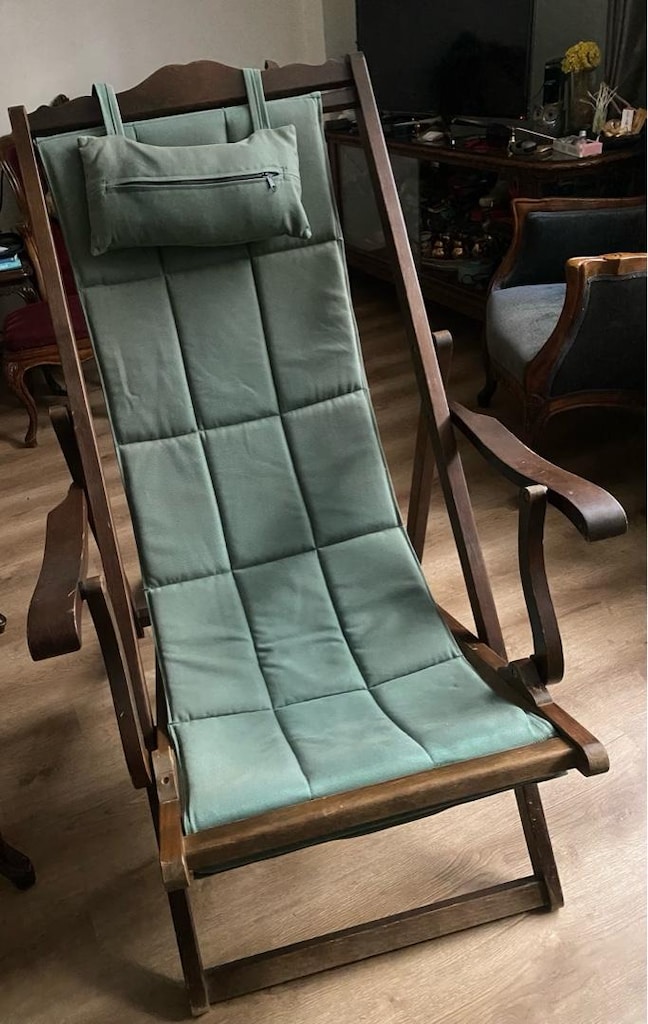 Vintage katlanır ahşap şezlong (2 adet) - 4